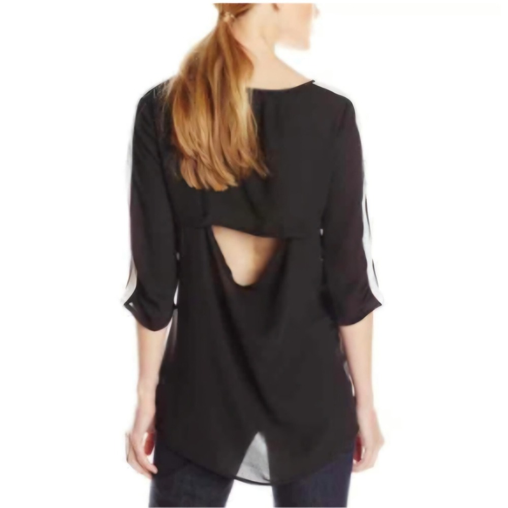 Kensie Jeans Women's Lightweight Sheer Floral Blouse 3/4 Sleeve Top Size Medium
